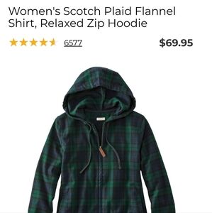Ll Bean zip-up flannel hoodie